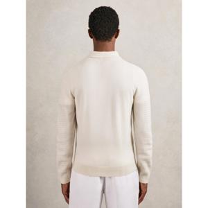 REISS Hamilton Wool Waffle-Knit Half-Zip Polo Shirt